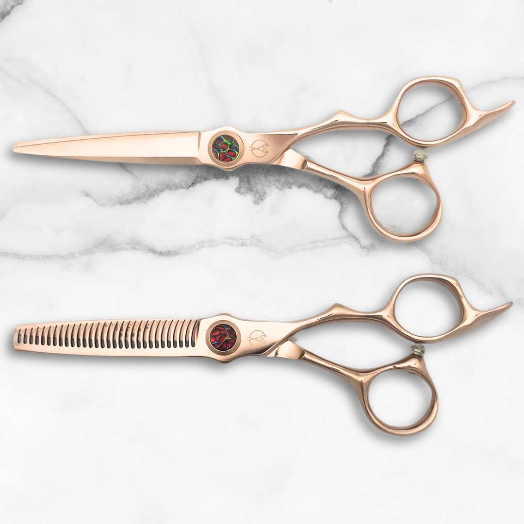6 Inch Rose Gold with Gem Hair Shears Set