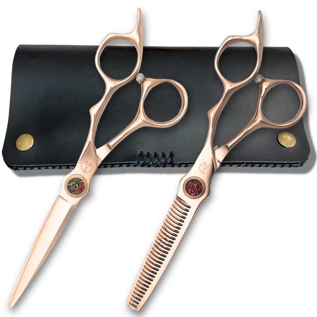 6 Inch Rose Gold with Gem Hair Shears Set