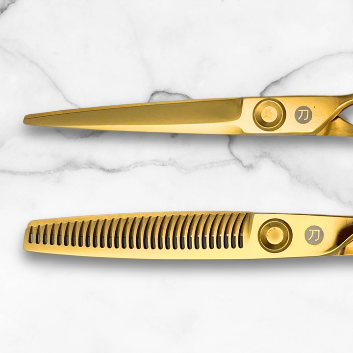 6 Inch Yellow Gold Swivel Hair Shears Set