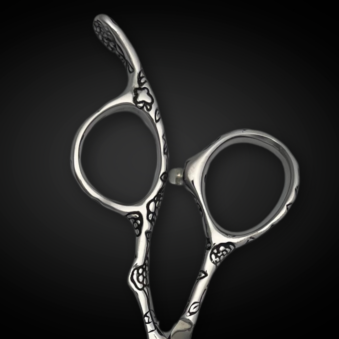 6" Engraved Flower Hair Shears Set from Saki Shears