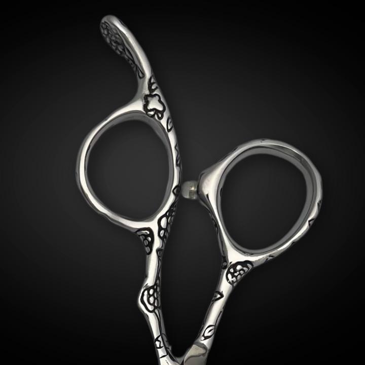 6" Engraved Flower Hair Shears Set from Saki Shears