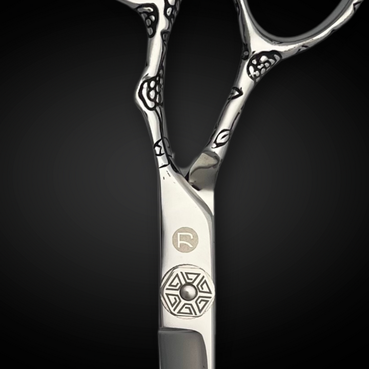 6" Engraved Flower Hair Shears Set from Saki Shears