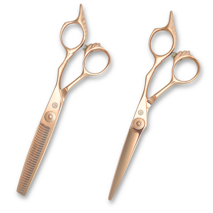 6" Gold Saki Tsuru Hairdressing Shears Set (Hair Cutting and Thinning Shears)