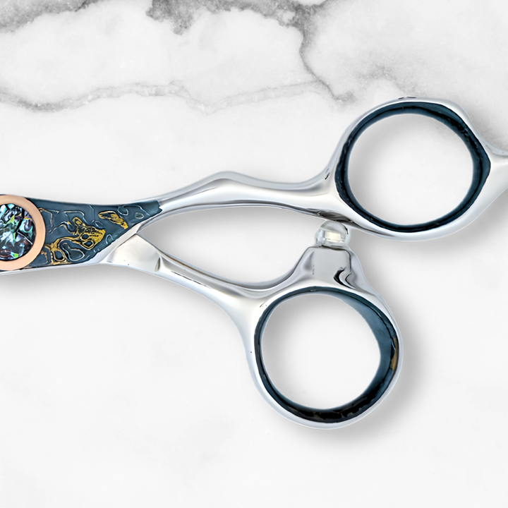 Saki 6.0" Hand Painted Cobalt Alloy Hair Cutting Shears (Red/Blue)