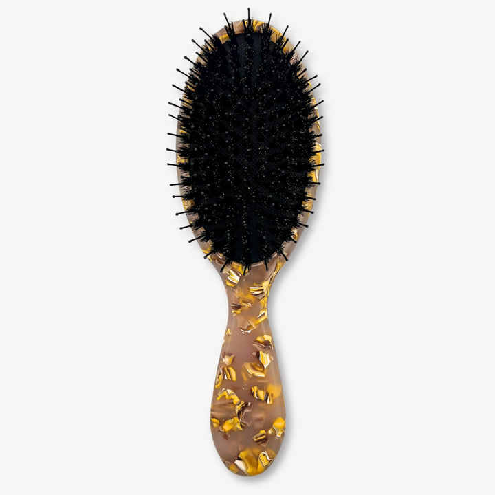 Boar Hair & Nylon Bristle Brush - Pink and Yellow