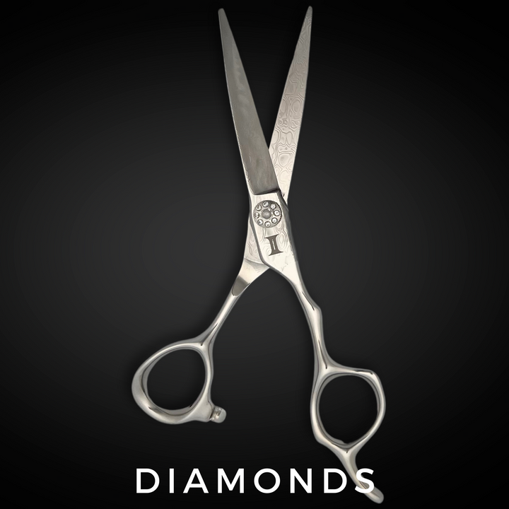 6" Diamond and Damascus Steel Hair Shears from Intelio Steel