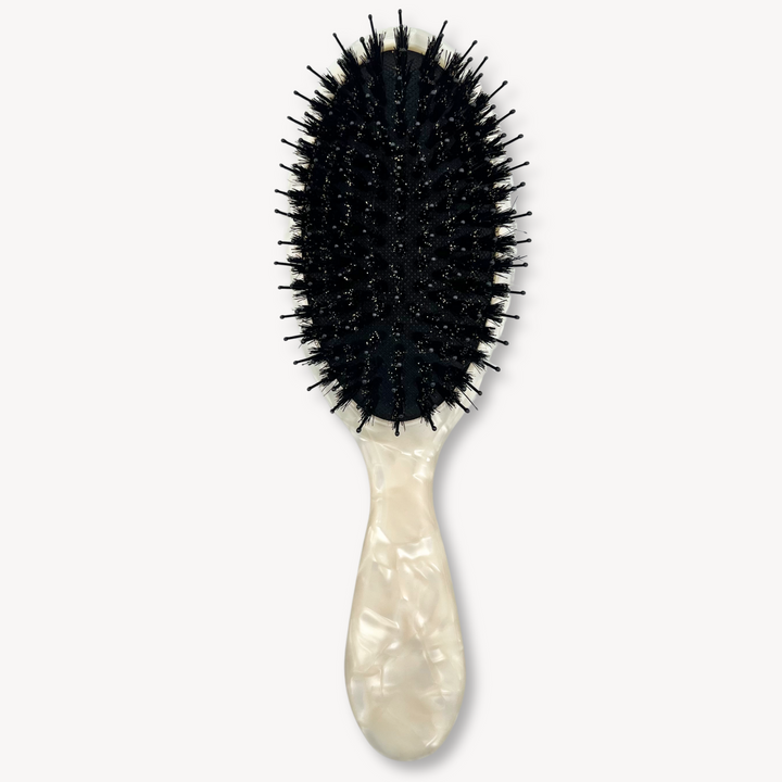 Boar Hair & Nylon Bristle Brush - Pearl/White