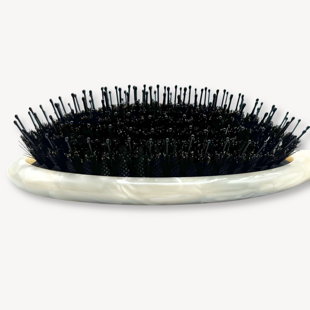 Boar Hair & Nylon Bristle Brush - Pearl/White