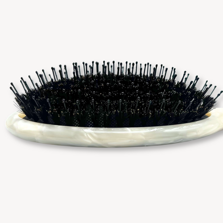 Boar Hair & Nylon Bristle Brush - Pearl/White