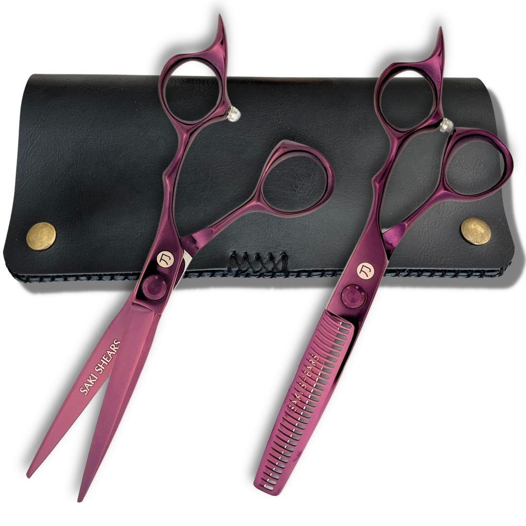 6" Wine Colored Hair Shears Set