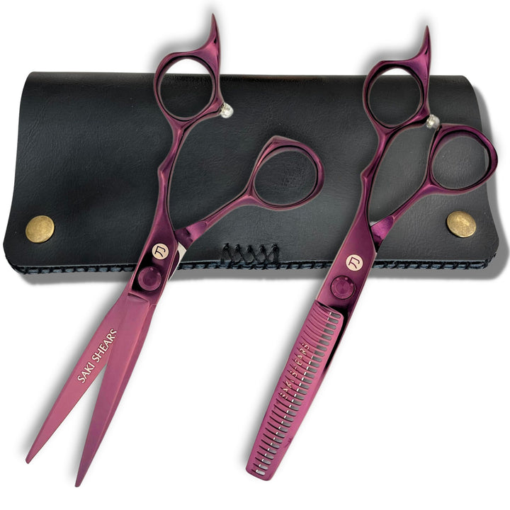 packshot-compressed-jpg | saki-velora-wine-colored-hairdressing-shears-set-hair-cutting-and-thinning-shears