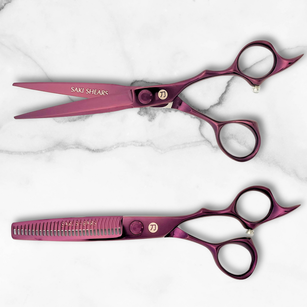 6" Wine Colored Hair Shears Set