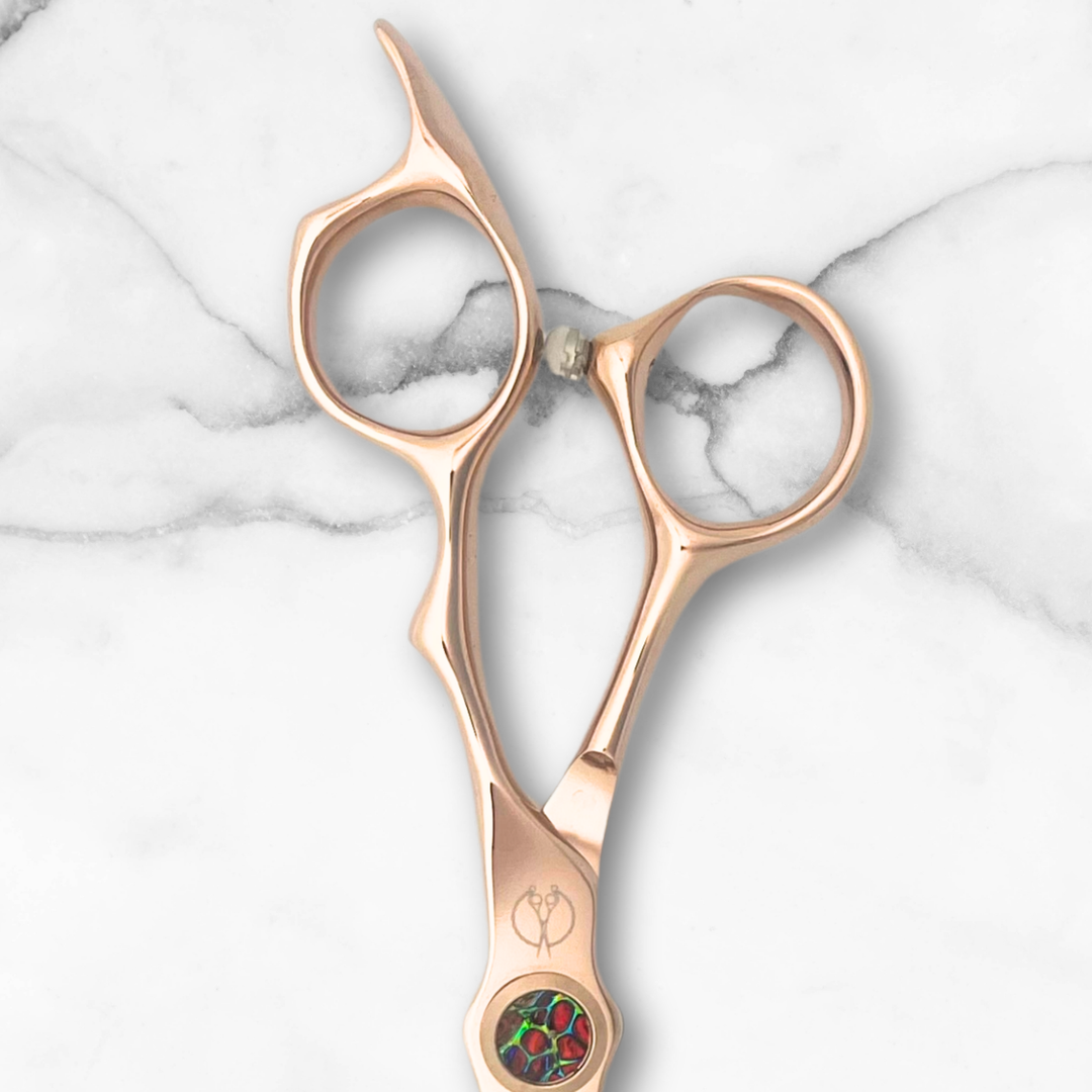 6 Inch Rose Gold Hair Cutting Scissors with Gem