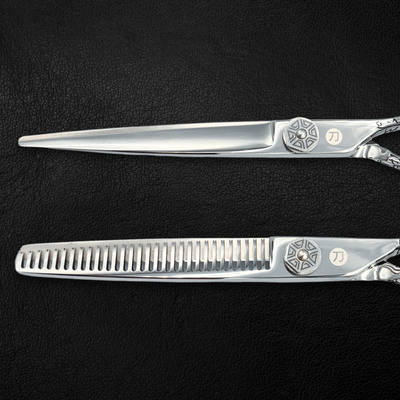 6" Engraved Flower Hair Shears Set from Saki Shears