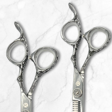 6" Engraved Flower Hair Shears Set from Saki Shears