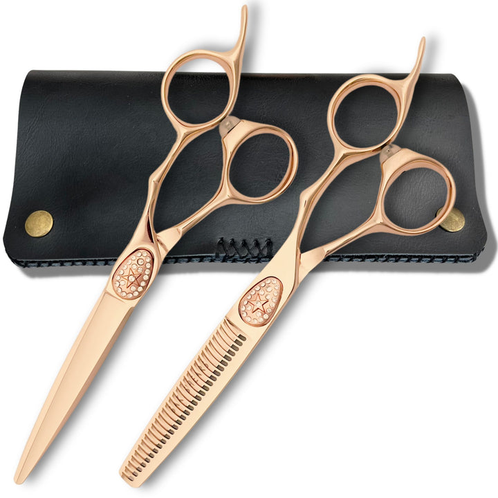 packshot-compressed-jpg | gold-saki-ikigai-hairdressing-shears-set-hair-cutting-and-thinning-shears